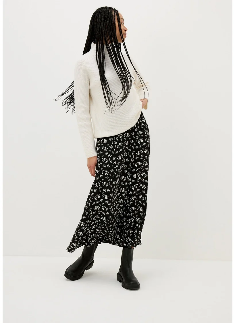 Matalan Black Ditsy Flared Hem Midaxi Skirt