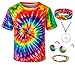 TOGROP Kids Hippie Costume for Boys Girls 60s 70s TShirt 5Pcs Set for Halloween Party 56T Colorful - Image 2