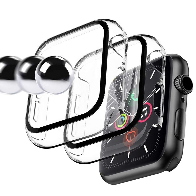 YMHML Apple Watch 44mm Series 6/5/4/SE 2-Pack Case with Built-in Tempered Glass Screen Protector, Hard PC Ultra-Thin, Clear - Image 2