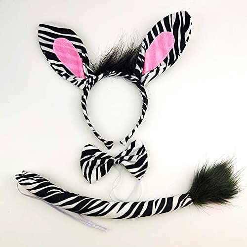 Virtue Morals 4 Sets Zoo Animal Headbands for Adults, Halloween Ears and Tail Set Costume Accessory (Lion, Tiger, Giraffe, Zebra) - Image 4