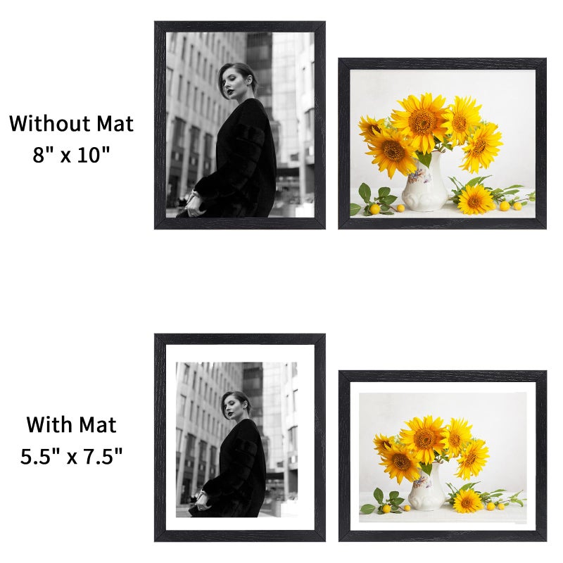 puthiac 8x10 Black Oak Wood Picture Frame -8""x10"" Frame Wood  8""x10"" Natural Solid Wood Poster Frames for Wall Art Photo and Prints (3 Pack  Black) - Image 5