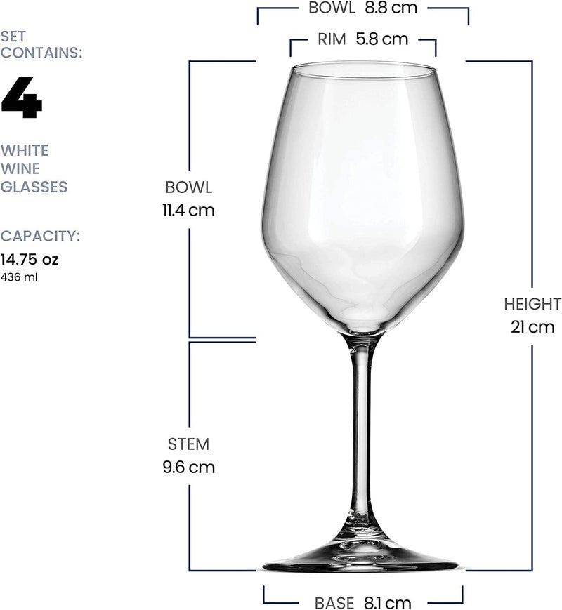 Bormioli Rocco Set of 4 White Wine Glasses - 14.75 oz Crystal Clear Star Glass with Laser Cut Rim - Image 3