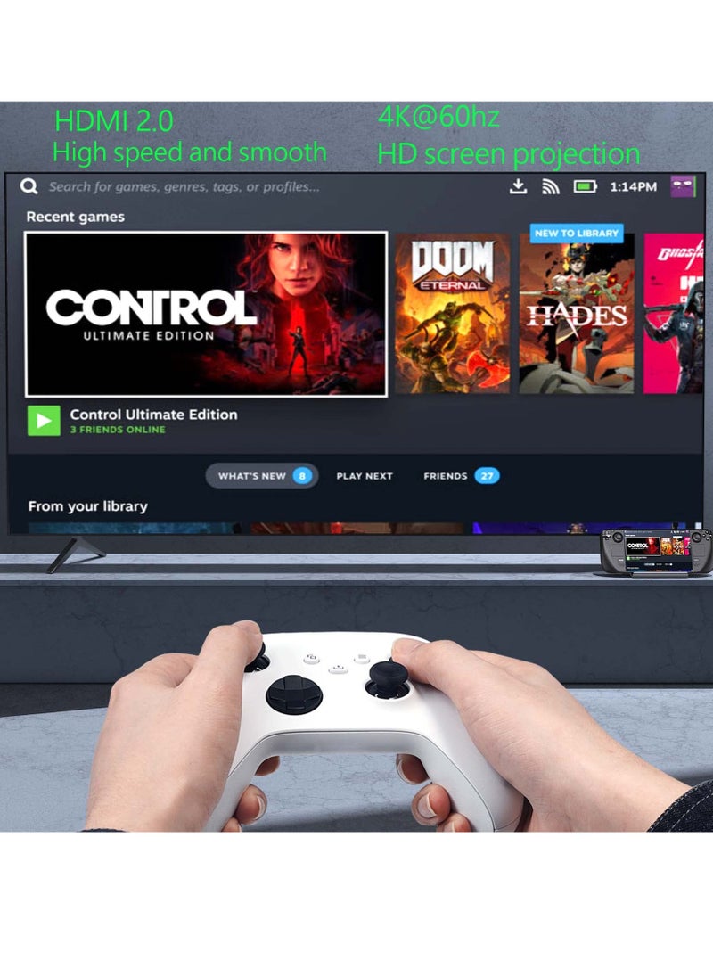 Excefore - 6-in-1 Docking Station for Steam Deck, HDMI 2.0 4K@60Hz, Gigabit Ethernet, 3 USB-A 3.0, USB-C PD Port for Full Speed Charging - Compatible with Valve Stream Deck Accessories - Image 1