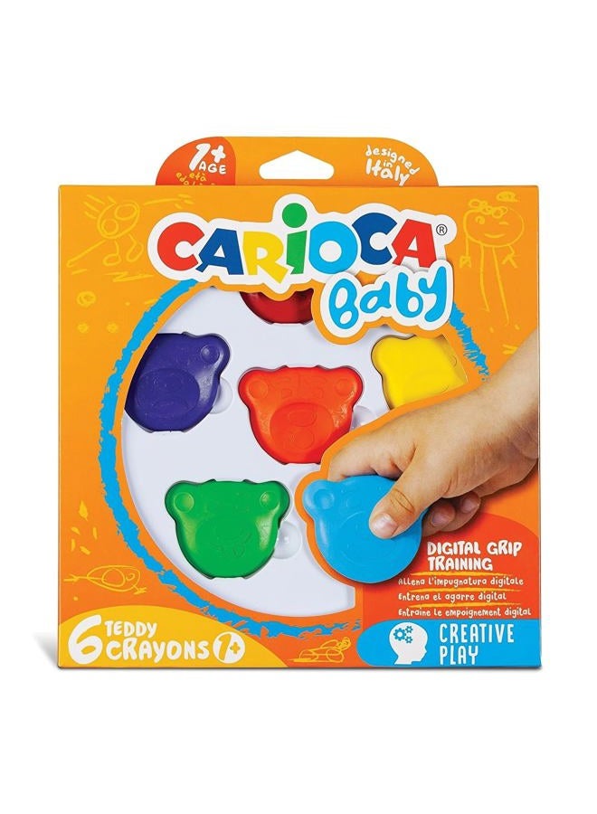 carioca Baby Teddy Crayons for 1+ Year - Pack of 6 - Image 1