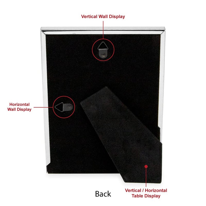 Isaac Jacobs 5x7 White Leather with Silver Metal (Vertical & Horizontal) Picture Frame  Suede Border w/Black Fabric Easel  Wall-Mountable  Made For Tabletop  Photo Gallery (5x7  White W/Silver) - Image 3