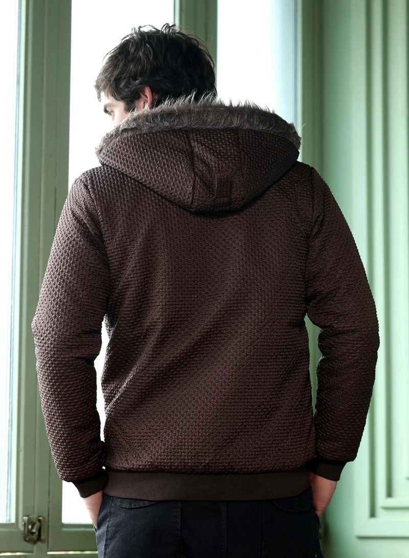 CAHOOT Brown Men's Coffee Brown Diamond-Tactile Puffer Jacket for Men | Best Price UAE
