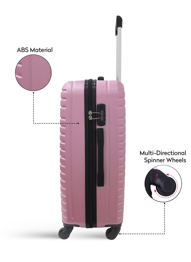 PARAJOHN Spiral 24-Inch (Medium) ABS Hard Case Checked-In Luggage Trolley Bag with 4 Spinner Wheels and Lock - Pink  - Image 3