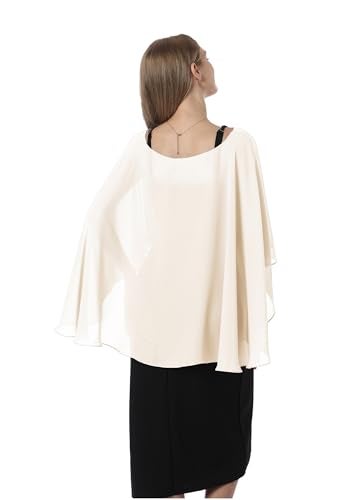 Hotshawl Capelets for women Chiffon Cape Shawls and Wraps for Evening Dress Wedding Capes Cover Up (Pale Champagne) - Image 4