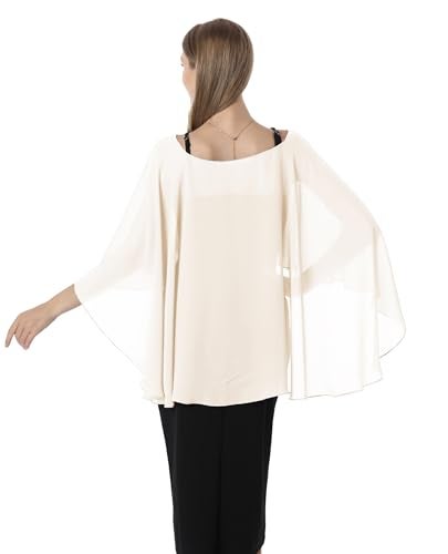 Hotshawl Capelets for women Chiffon Cape Shawls and Wraps for Evening Dress Wedding Capes Cover Up (Pale Champagne) - Image 5