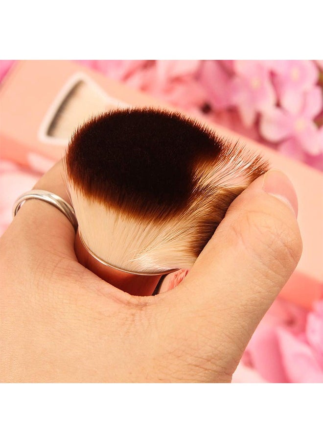 HS Foundation Brush For Liquid Makeup Flat Top Kabuki Synthetic Professional Makeup Brushes Liquid Blending Mineral Powder Buffing Stippling Makeup Tools, Pink  - Image 4