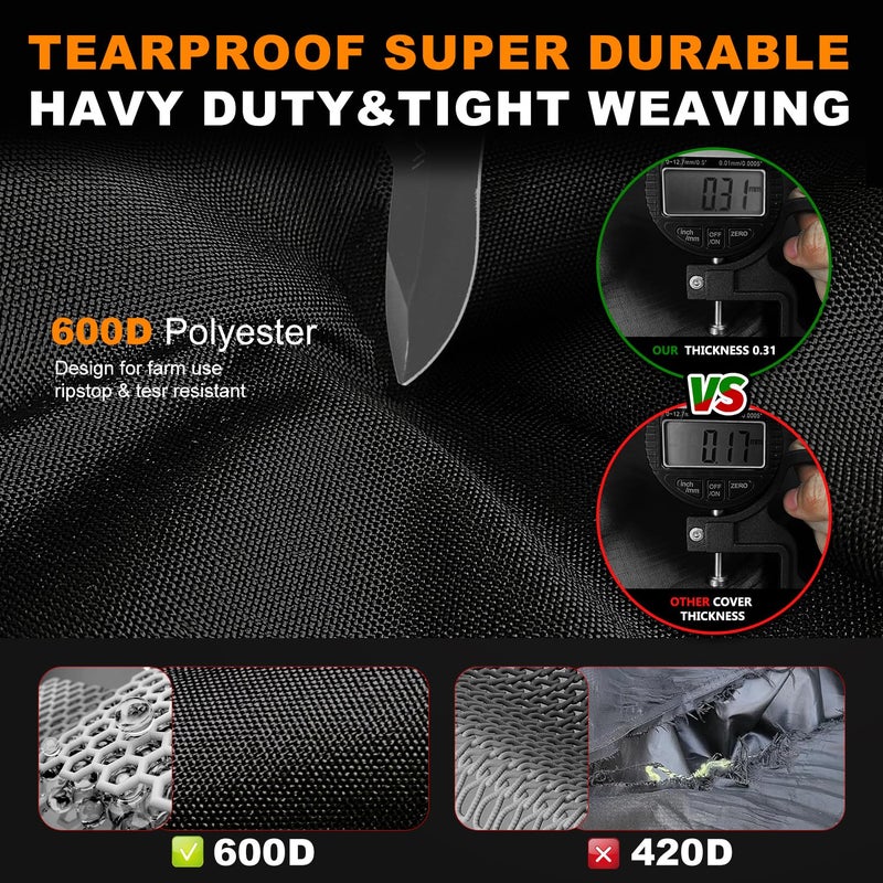 ClawsCover Outdoor Zero-Turn Mower Cover Waterproof,Heavy Duty 600D Tearproof Anti-UV, Universal Fit Riding Lawn Tractor Covers Up to 60" Decks,All Season Using, Windproof Nylon Buckle,79"Lx46"Wx55"H-Premium - Image 2