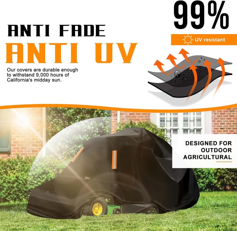ClawsCover Outdoor Zero-Turn Mower Cover Waterproof,Heavy Duty 600D Tearproof Anti-UV, Universal Fit Riding Lawn Tractor Covers Up to 60" Decks,All Season Using, Windproof Nylon Buckle,79"Lx46"Wx55"H-Premium - Image 5