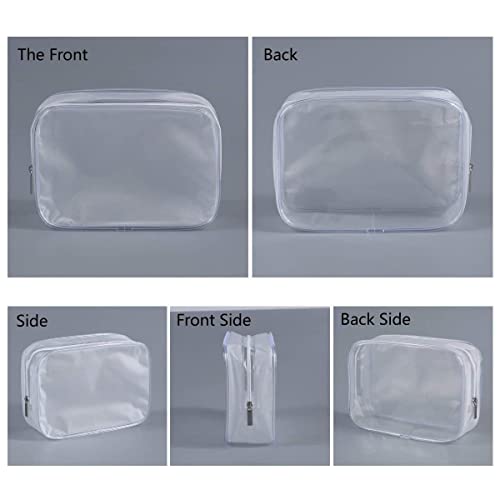 BEFORYOU 6 Pack Clear Toiletry Carry Pouch with Zipper Portable Plastic Waterproof Cosmetic Bag TSA Approved for Vacation Travel Bathroom and Organizing (White, Large) - Image 4