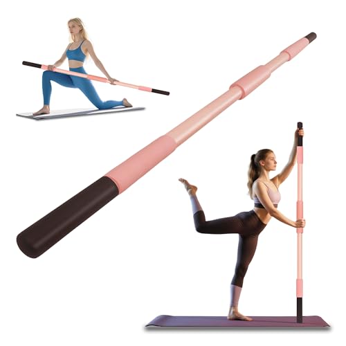Scisum Pink Yoga Stick 58 Inch - Alloy Steel Stretching & Exercise Stick with Neck & Hand Pads, Shoulder Flexibility Tool for Yoga, Pilates & Home Gym Workouts - Image 1