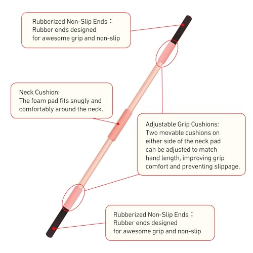 Scisum Pink Yoga Stick 58 Inch - Alloy Steel Stretching & Exercise Stick with Neck & Hand Pads, Shoulder Flexibility Tool for Yoga, Pilates & Home Gym Workouts - Image 3