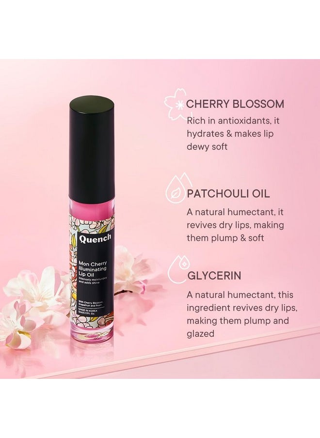 Quench Illuminating Lip Oil With Cherry Blossom & Patchouli Oil (Pink), Korean Lip Oil For Plump, Glossy & Smooth Lips, Non-Sticky, Non-Greasy, Made In Korea (5Ml) - pzsku/ZDA7C1F2E6D5705B17864Z/45/_/1733729767/908a7dbf-c9ad-41ab-8eb0-e3541e2dfc38