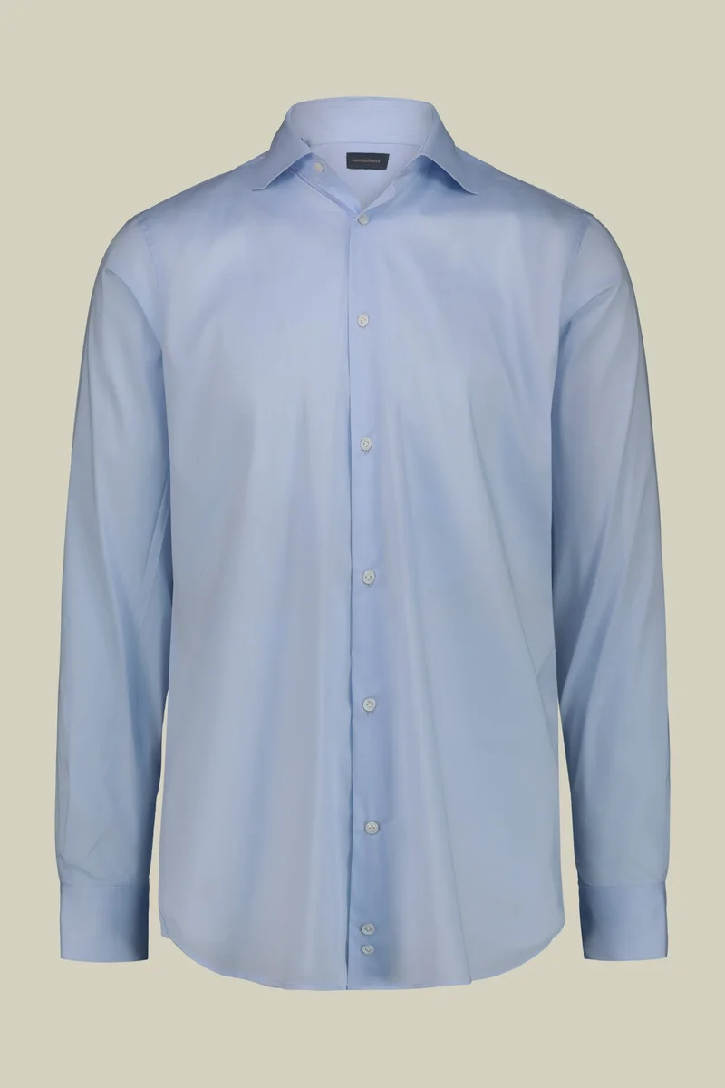 Doppelganger Blue Men's shirt with classic collar in slightly elasticized technical fabric suitable for cufflinks - LT Sky for Men | Best Price UAE