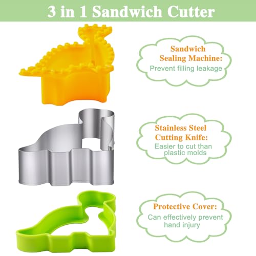 Kimfead Sandwich Cutter for Kids 48 Pcs, Kimfead Cookie Cutters, Fruit Vegetable Cutter Shapes, Food Picks for Bento Box, Mouse Dinosaur Star Square Heart Shape - Image 3