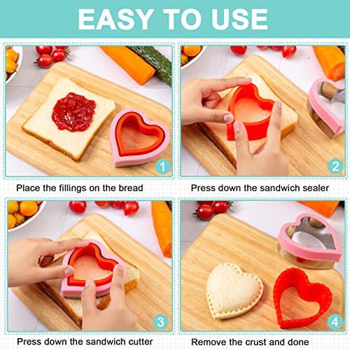 Kimfead Sandwich Cutter for Kids 48 Pcs, Kimfead Cookie Cutters, Fruit Vegetable Cutter Shapes, Food Picks for Bento Box, Mouse Dinosaur Star Square Heart Shape - Image 5