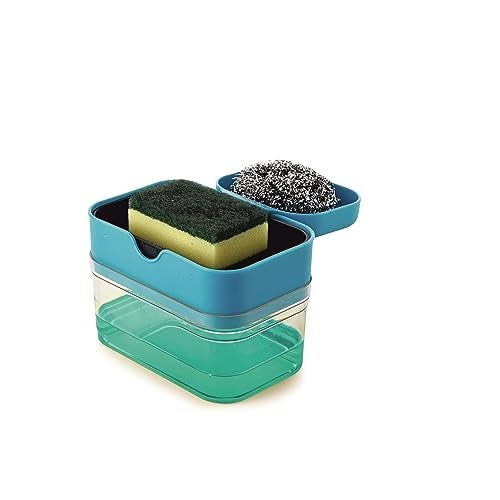 Sparkmate by Crystal Plastic Premium Soap Dispenser 2 in 1-Ss Scourer&Sponge with Scrubber,Assorted - Image 1