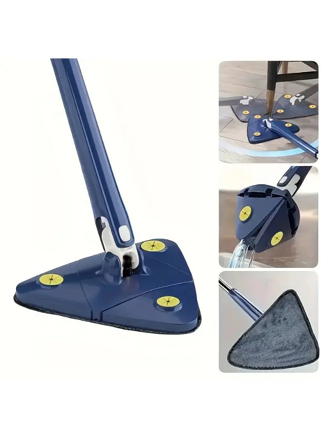 KITCHENOO 360 Degree Rotating Triangle Cleaning Mop with Long Handle - Hands-Free Cleaning, Dry & Wet Floors, Walls, Ceilings, Dual Use - Stainless Steel/Plastic, Ideal for Kitchen, Bathroom, Living Room, Floor Cleaning, Floor Cleaning Mop, Spin Mop, Floor Cleaning Mop - Image 1