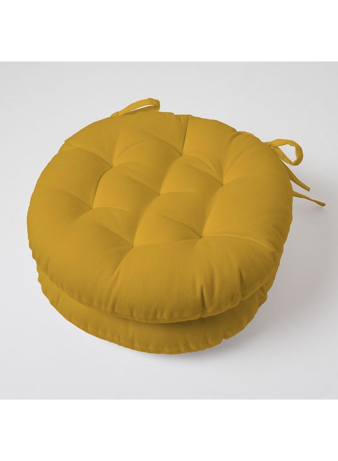 SKANDA FAB وسادة كرسي دائرية قابلة للعكس من SKANDA FAB - أصفر خردل، 40 × 40 × 8 سم (عبوة من 2) - Image 3