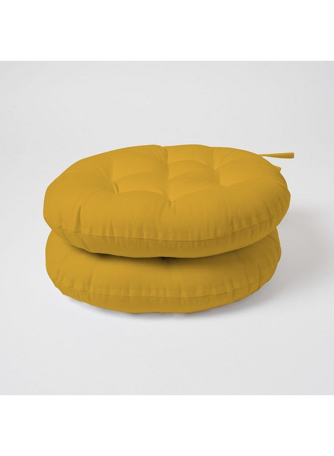 SKANDA FAB وسادة كرسي دائرية قابلة للعكس من SKANDA FAB - أصفر خردل، 40 × 40 × 8 سم (عبوة من 2) - Image 1