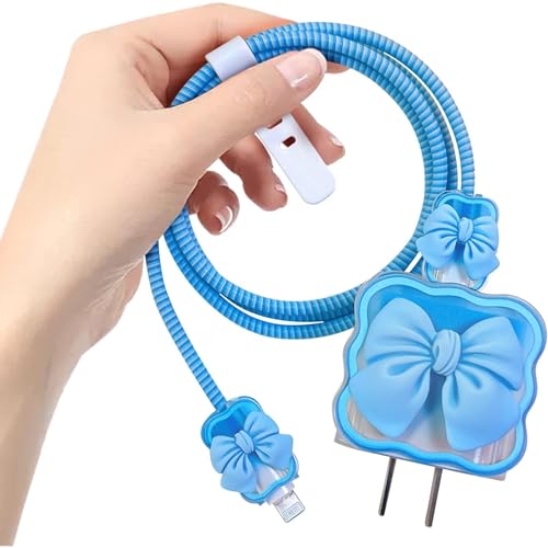 Like Star® Charger Protection Cover 4 in 1, Compatible for iPhone Charger only 18W & 20W, Spiral Cable Protector for Charging Cable, Charger Protector with 3D Design - Image 1