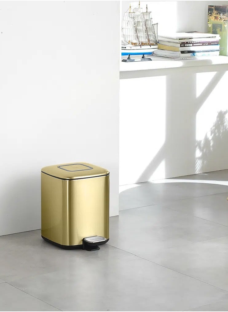 EKO - REGENT SERIES | Brushed Stainless Steel Finish | Soft-Closing | Fingerprint-Resistant | Pedal Trash & Garbage Bin | Multiple Sizes ( 6 - 32 Liters ) & Colors  | 12 Liters | Champagne Gold - Image 1