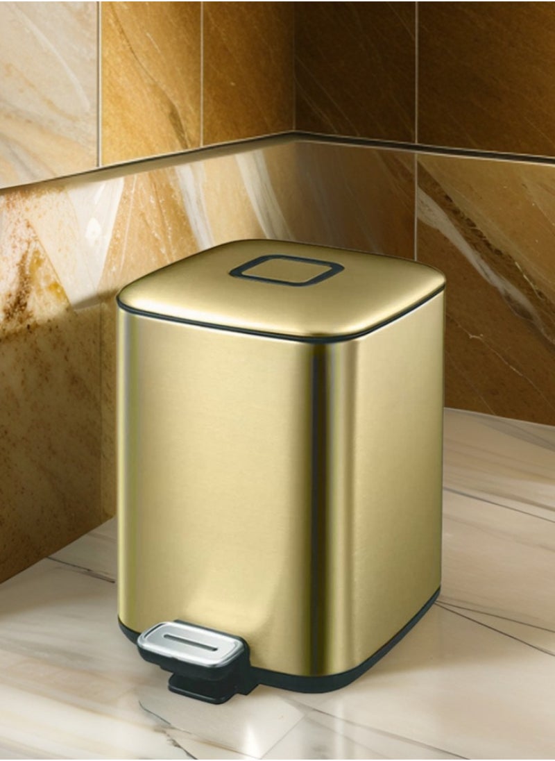 EKO - REGENT SERIES | Brushed Stainless Steel Finish | Soft-Closing | Fingerprint-Resistant | Pedal Trash & Garbage Bin | Multiple Sizes ( 6 - 32 Liters ) & Colors  | 12 Liters | Champagne Gold - Image 1