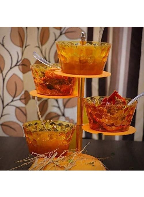 SHREE HANS CREATION SHREE HANS CREATION 4 In 1 Multipurpose 360 Degree Rotating Pickle Spice Rack Container For Kitchen 4 Pickle Jar Pickle Tower Pickle Set For Dinning Table Pickle Stand With 4 Spoon Green  - Image 2