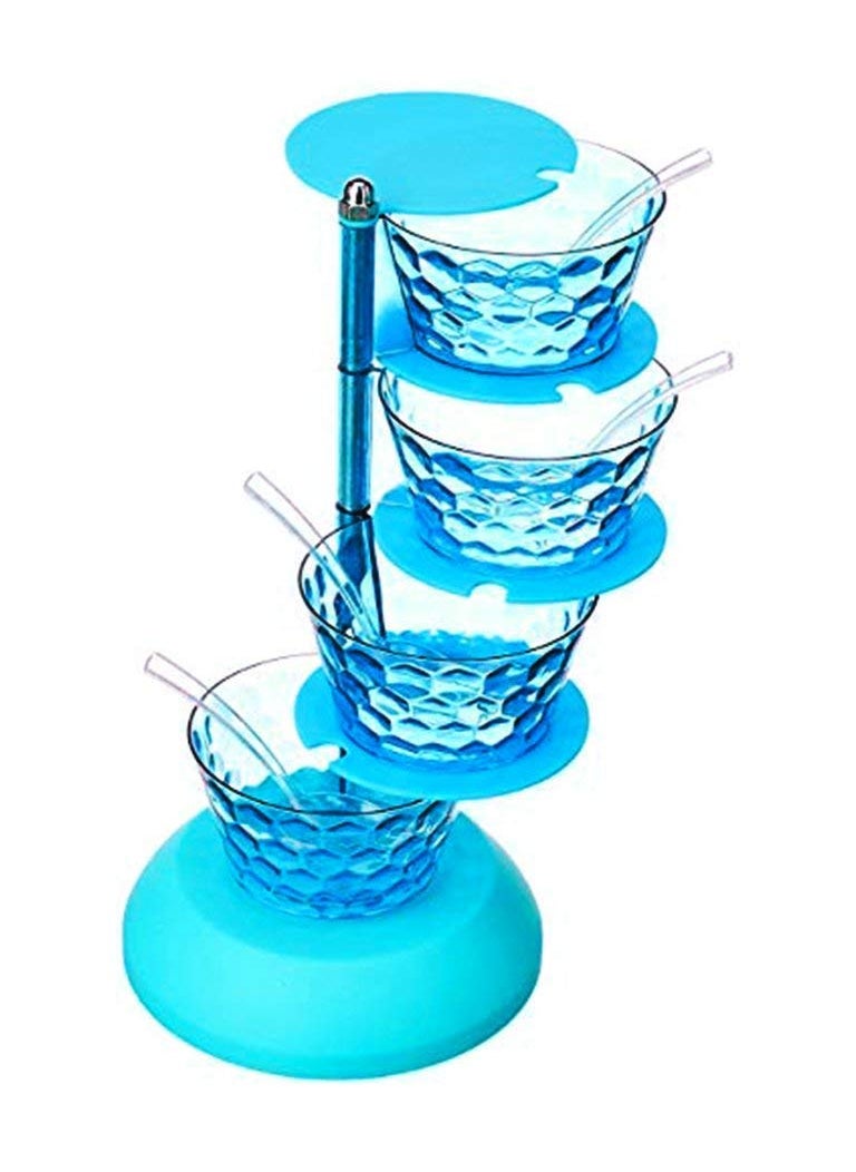 SHREE HANS CREATION SHREE HANS CREATION 4 In 1 Multipurpose 360 Degree Rotating Pickle Spice Rack Container For Kitchen 4 Pickle Jar Pickle Tower Pickle Set For Dinning Table Pickle Stand With 4 Spoon Green  - Image 3