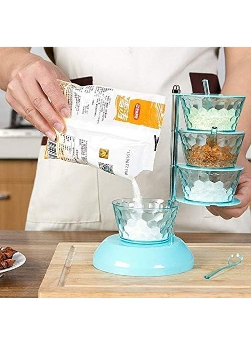 SHREE HANS CREATION SHREE HANS CREATION 4 In 1 Multipurpose 360 Degree Rotating Pickle Spice Rack Container For Kitchen 4 Pickle Jar Pickle Tower Pickle Set For Dinning Table Pickle Stand With 4 Spoon Green  - Image 5
