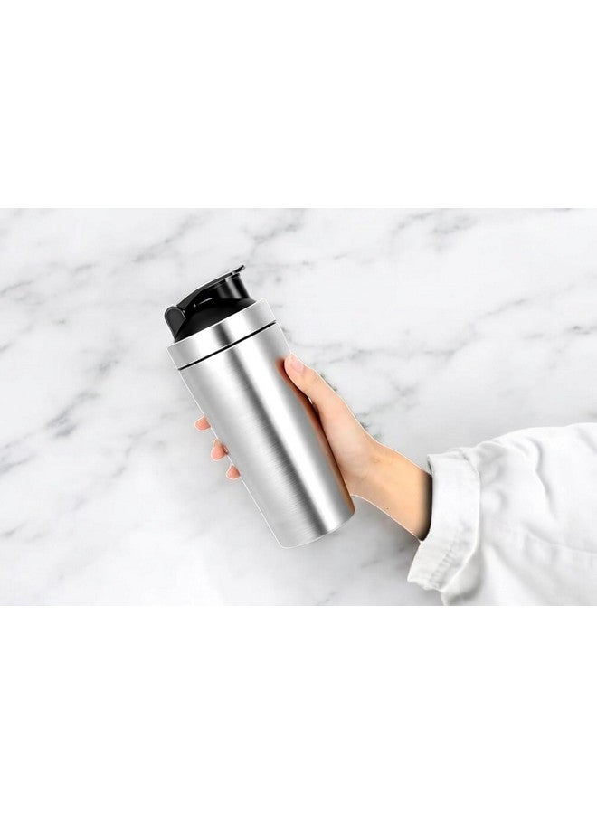 MIJILIX Premium FIT-X 1000ml Stainless Steel Gym Shaker Bottle with Carrying Strip & Leakproof Lid Matte Silver Coated, Rounded Base, Stylish Cap (1000ML) - Image 5