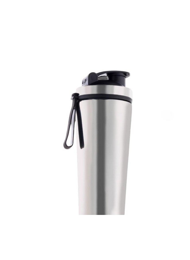 MIJILIX Premium FIT-X 1000ml Stainless Steel Gym Shaker Bottle with Carrying Strip & Leakproof Lid Matte Silver Coated, Rounded Base, Stylish Cap (1000ML) - Image 1