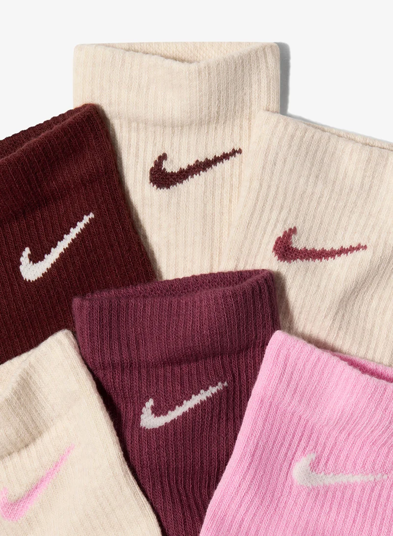 Nike PINK SMOKE(SAIL)/PINK RISE(SAIL)/MYSTIC DATES(SAIL)/OATMEAL HTR(PS)/OATMEAL HTR(PR)/OATMEAL HTR(MD) 6-Pack Everyday Elevated Crew Socks  | Best Price UAE