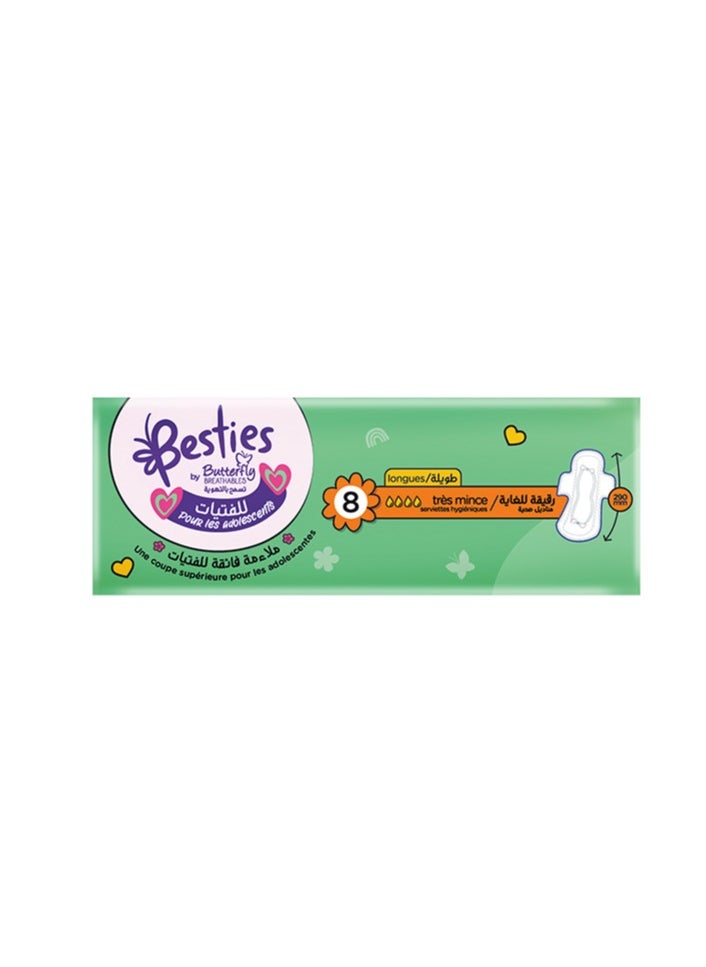 BUTTERFLY Butterfly Breathables Besties for Teens Ultra Thin Long Sanitary Pads, Suitable for Ages 13-19 Years - 8 Count  - Image 4