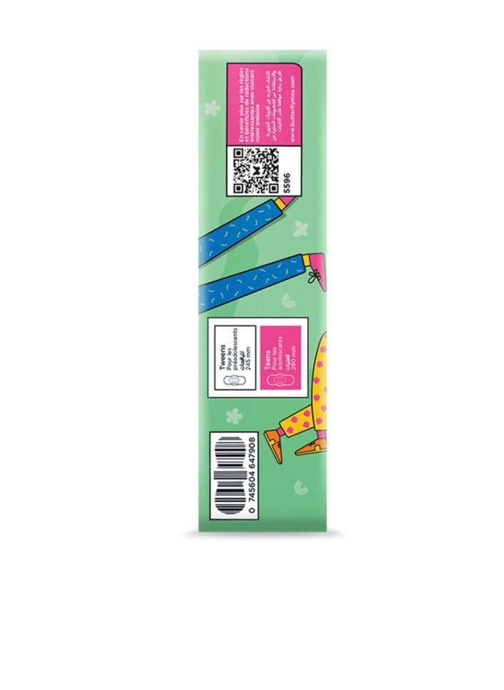 Butterfly Breathables Besties for Teens Ultra Thin Long Sanitary Pads, Suitable for Ages 13-19 Years - 8 Count