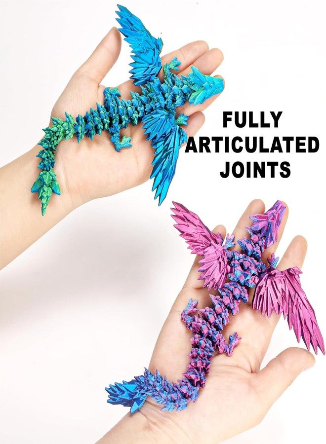 Kizcmvre 3D Printed Dragon with Wings,9 inch Crystal Dragon with Wings,3D Printed Articulated Winged Dragon,Perfect Desktop Decor & 3D-Printed Animal Collectibles.(4 PCS) - Image 3