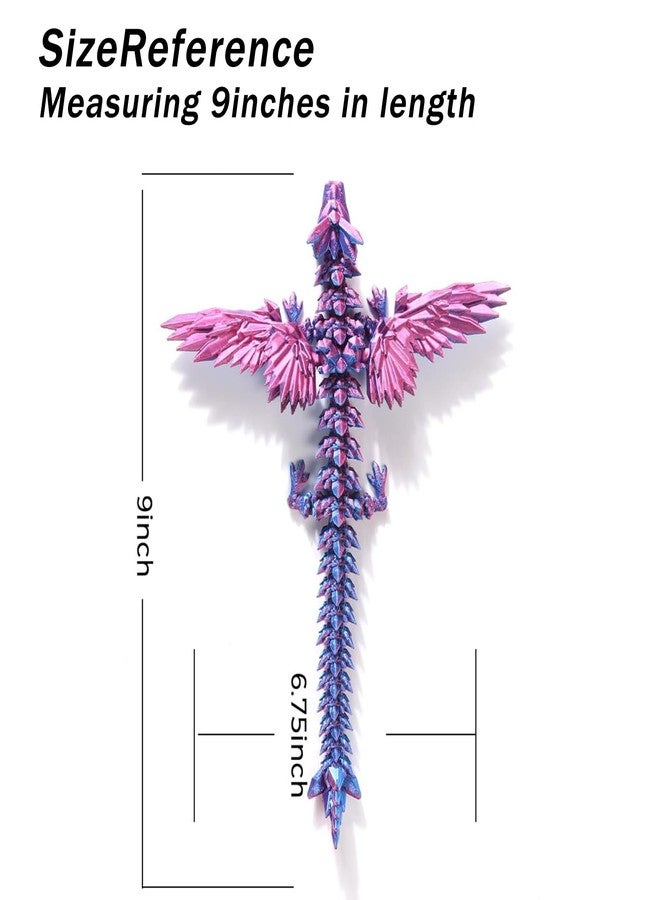 Kizcmvre 3D Printed Dragon with Wings,9 inch Crystal Dragon with Wings,3D Printed Articulated Winged Dragon,Perfect Desktop Decor & 3D-Printed Animal Collectibles.(4 PCS) - Image 2