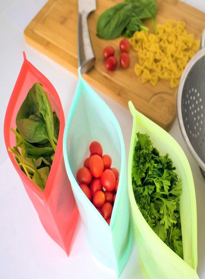 LDG WARE Reusable Silicone Food Storage Bags | Food Grade Silicone Bags for Fridge Storage | Ziplock Bags for Freezer | VegetableBags for Fridge Storage Box | Ziplock Pouch for Kitchen Use(4-pcs) - Image 3