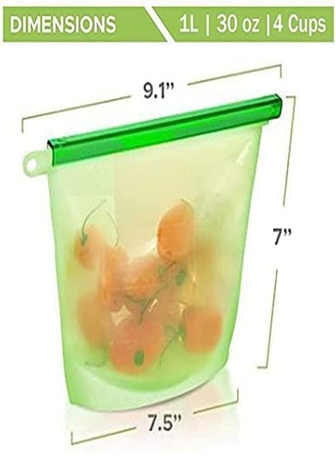 LDG WARE Reusable Silicone Food Storage Bags | Food Grade Silicone Bags for Fridge Storage | Ziplock Bags for Freezer | VegetableBags for Fridge Storage Box | Ziplock Pouch for Kitchen Use(4-pcs) - Image 2