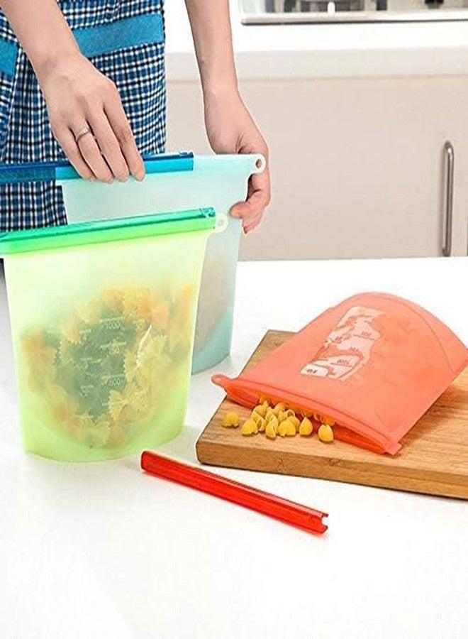 LDG WARE Reusable Silicone Food Storage Bags | Food Grade Silicone Bags for Fridge Storage | Ziplock Bags for Freezer | VegetableBags for Fridge Storage Box | Ziplock Pouch for Kitchen Use(4-pcs) - Image 5