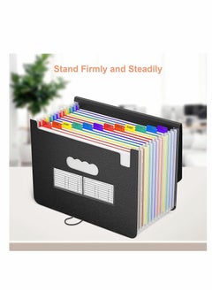 Excefore File Organizer, 13-Pocket Plastic Receipt Paper Expanding File Folder with Cover, Portable Document Organizer, Desktop A4 Letter Size Filing Box  - Image 5
