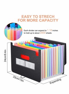 Excefore File Organizer, 13-Pocket Plastic Receipt Paper Expanding File Folder with Cover, Portable Document Organizer, Desktop A4 Letter Size Filing Box  - Image 4