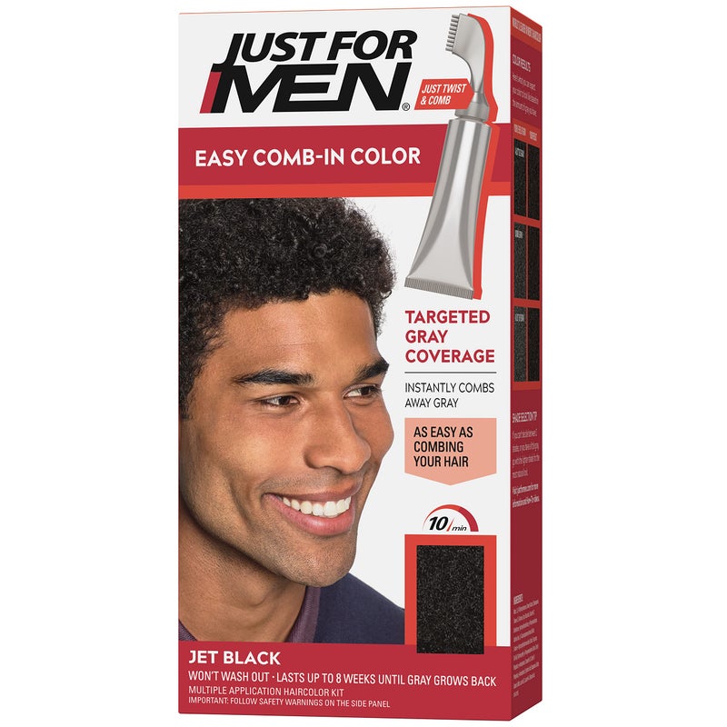 Just For Men Easy Comb-In Color Mens Hair Dye, Easy No Mix Application with Comb Applicator - Jet Black, A-60, Pack of 1 - Image 1