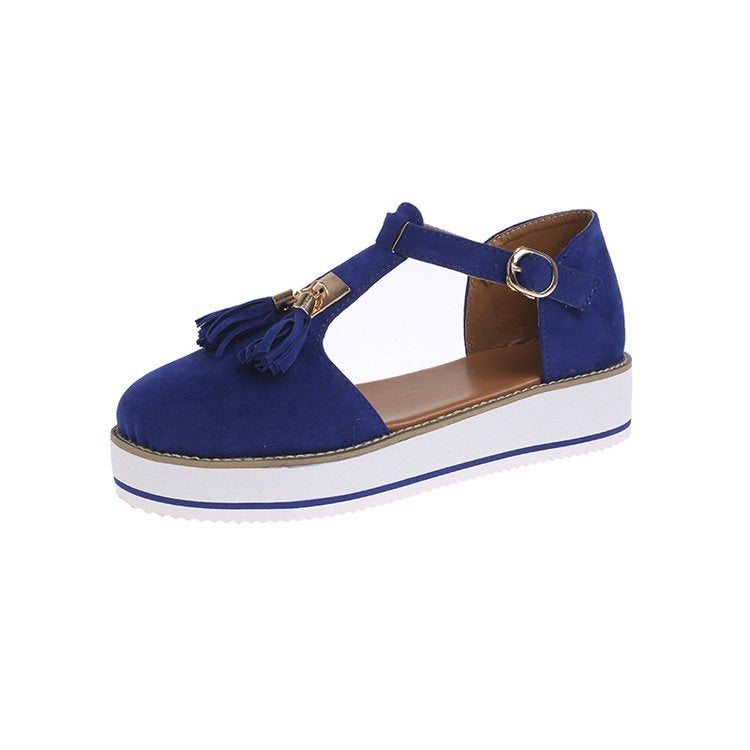 2020 Summer independent station wish explosion thick bottom tassel buckle large size ladies casual sandals women's shoes - Image 2
