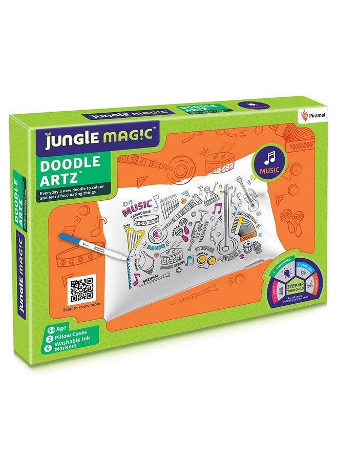 Jungle Magic Doodle Artz Music, White, Cotton - Image 1
