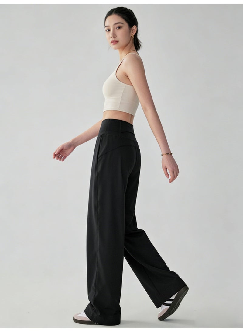 Alo Yoga Alo Women's High Waist Wide Leg Pants - Smooth Casual Pants with Minimalist Logo, Suitable for Sports, Leisure and Daily Wear (Black) - Image 2