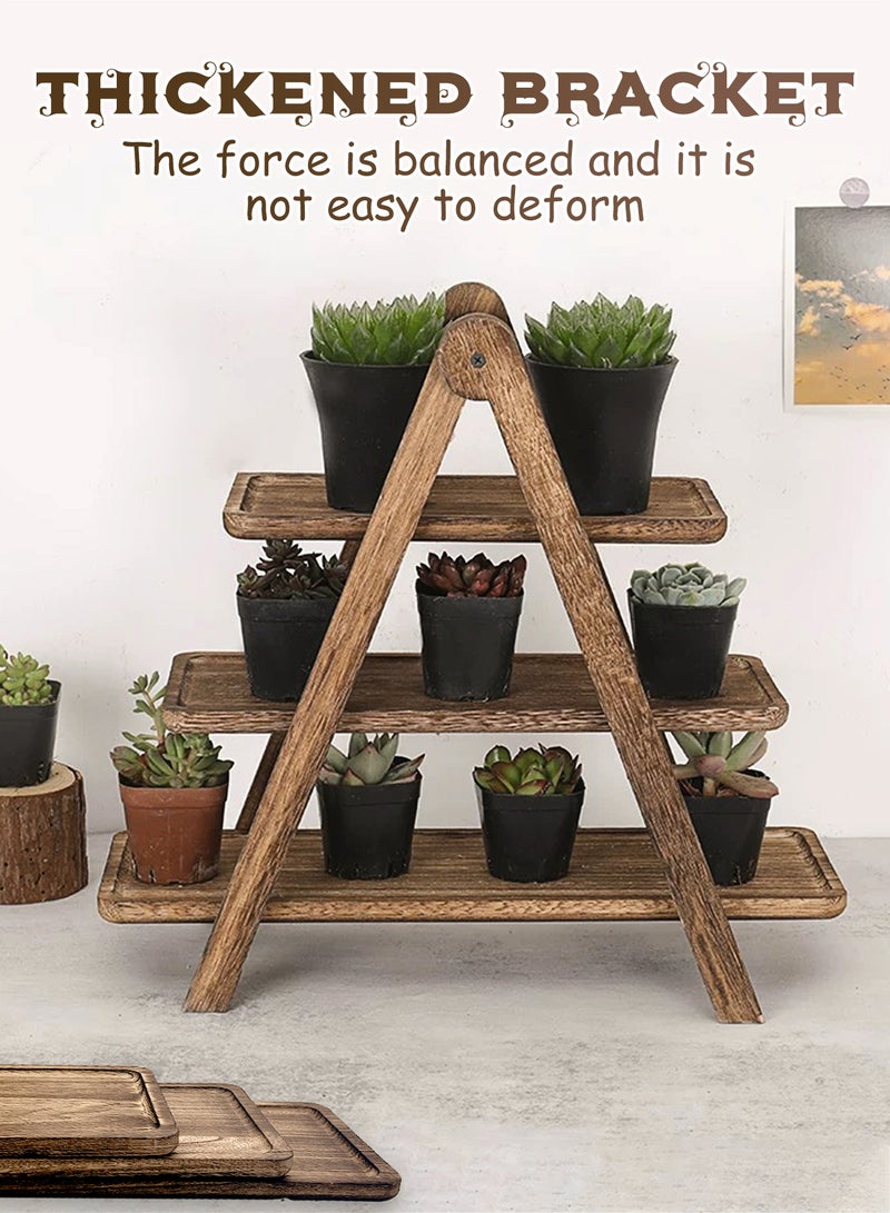 Generic Wood 3 Tier Serving Tray, Rectangle Platter, Farmhouse Cupcake Stand, Rustic Vintage Party Dishes for Entertaining  - Image 5